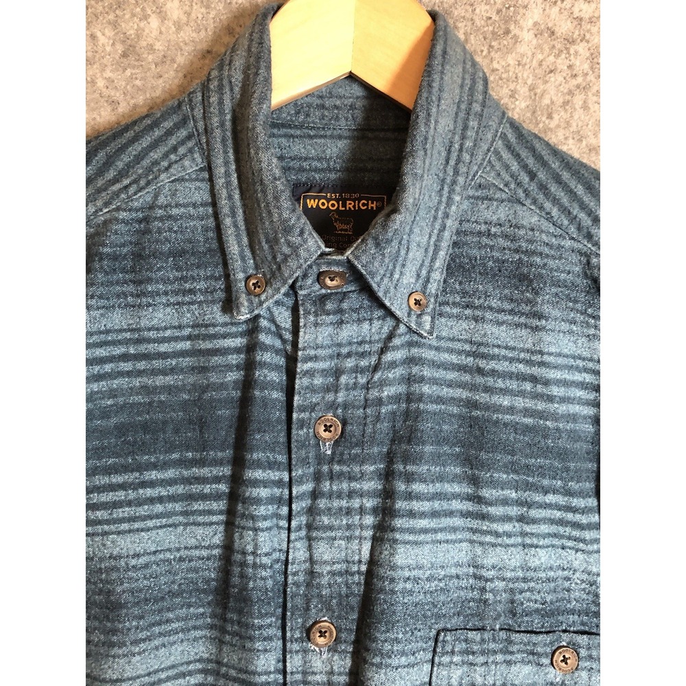 Vintage Woolrich Shirt M Blue Flannel Southwestern Aztec Western Cowboy Classic